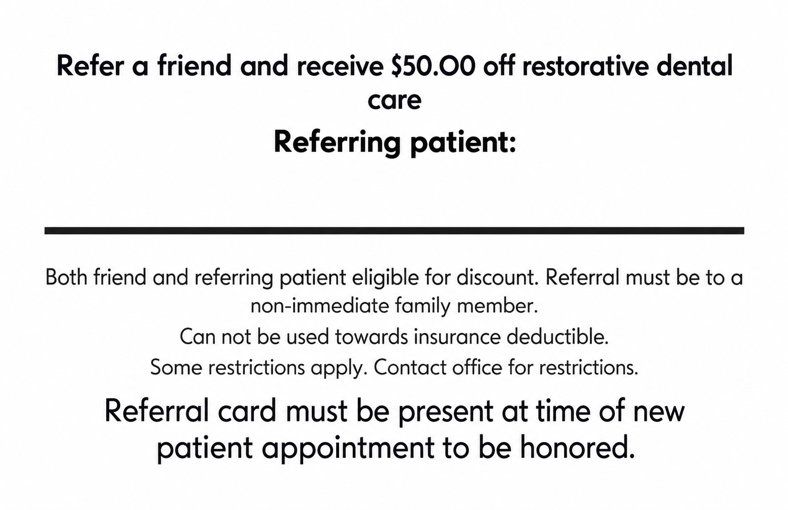 Alexander Family Dental business card back
