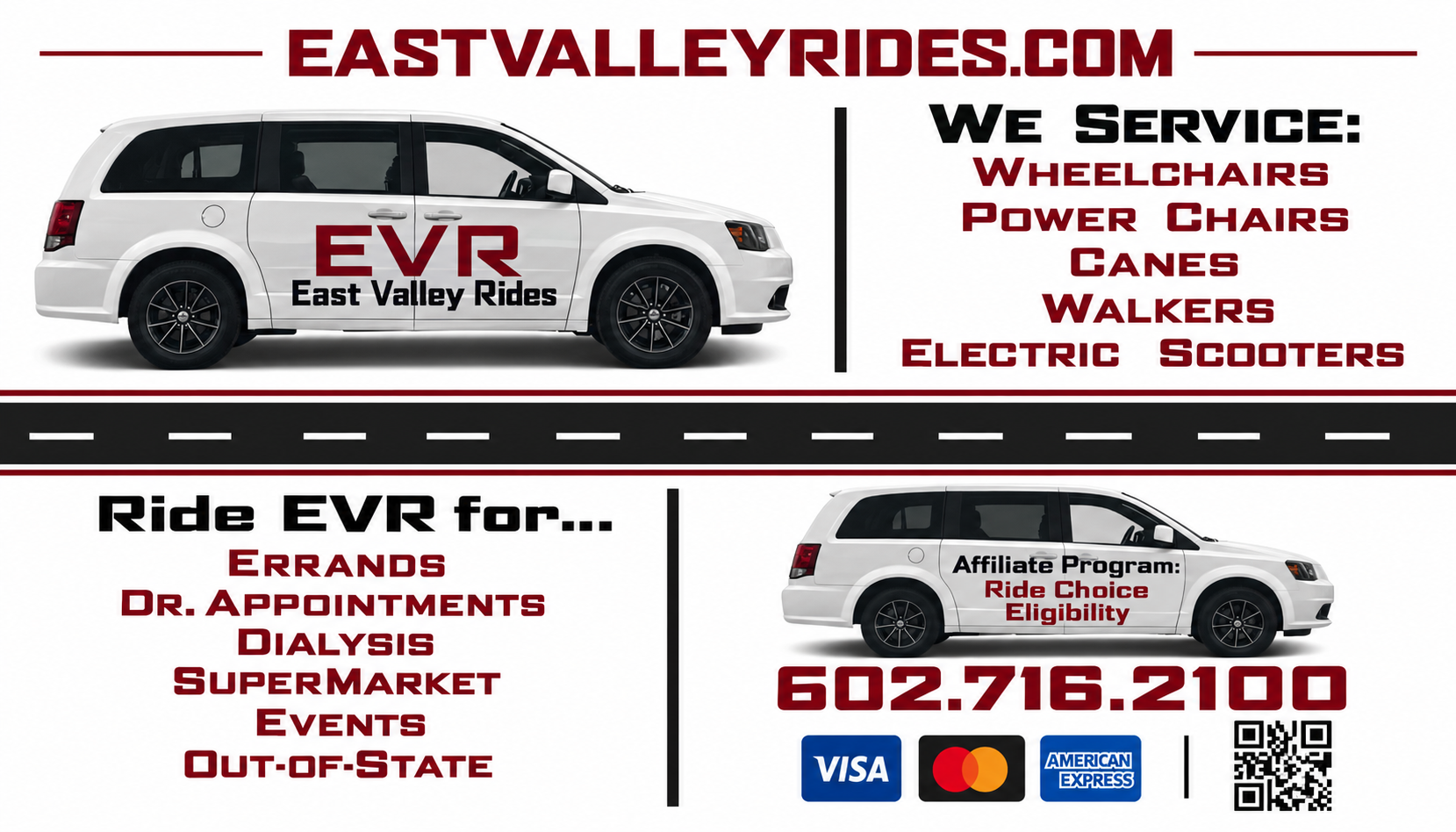 East Valley Rides business card back