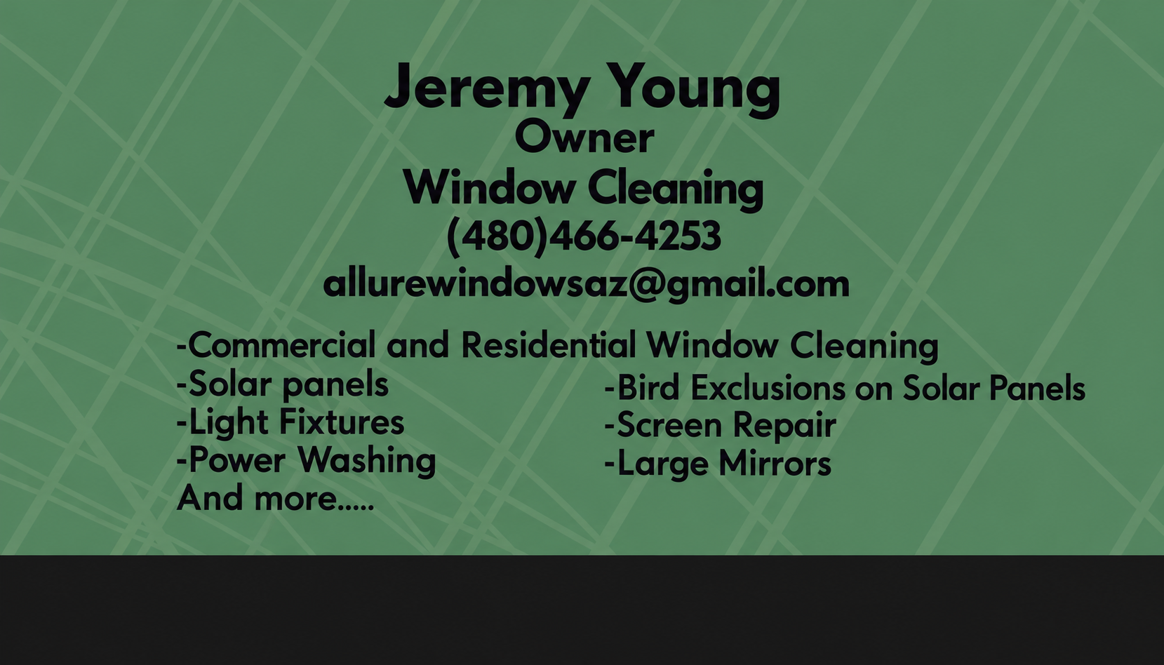 Allure Window Cleaning LLC business card back